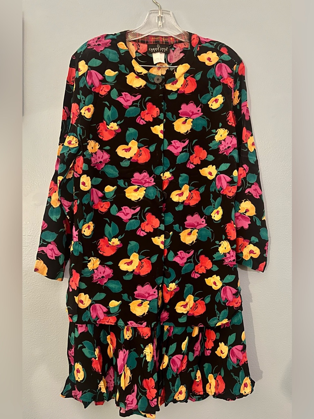 Carole Little Black Floral Button-Front Two Piece Outfit